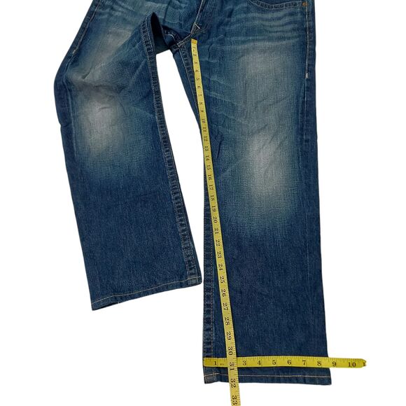 True Religion Bobby Jeans Mens 42x32 Blue Straight Leg Embroidered 100% Cotton - Picture 10 of 12